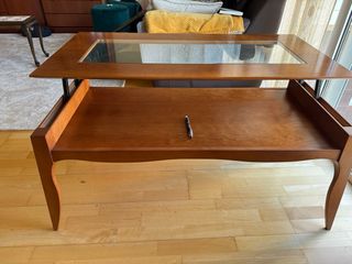 Mesita auxiliar madera y cristal salón