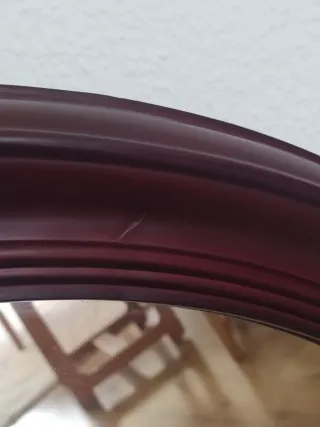 Espejo Redondo Madera Oscura