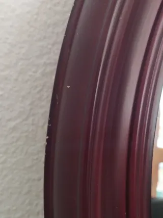 Espejo Redondo Madera Oscura