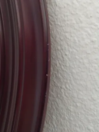 Espejo Redondo Madera Oscura