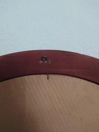 Espejo Redondo Madera Oscura