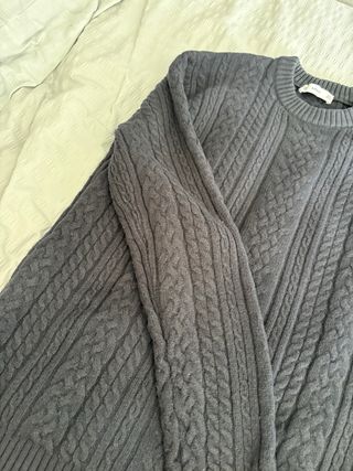 Jersey Mango trenzado gris talla M