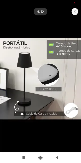 Lámpara de mesa negra