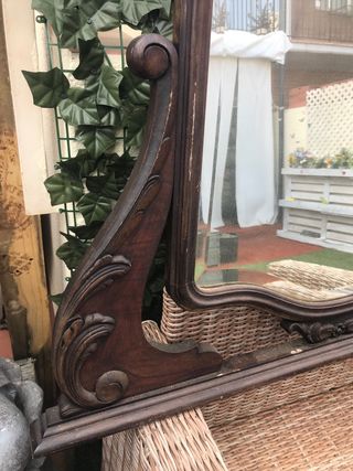 Espejo antiguo madera noble biselado