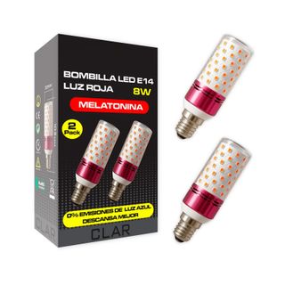 Bombilla LED E14 Luz Roja Melatonina 8W (2 Pack)