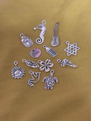 Lote 11 Dijes Metal (Guitarra, Tortuga, Estrella)