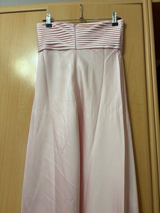 Vestido palabra de honor rosa + bufanda