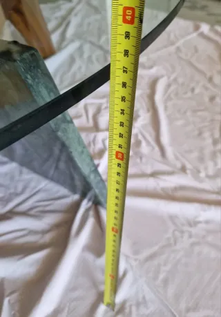 Tavolo Cattelan in vetro, marmo verde e legno.