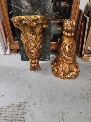 Pareja ménsulas mas marmol verde veteado