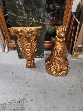 Pareja ménsulas mas marmol verde veteado