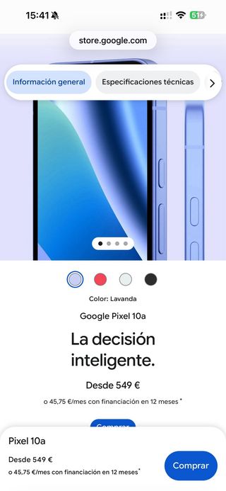 Google Pixel 10a Lavanda 128GB a estrenar y garant
