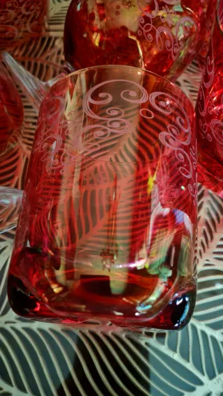 Set Bicchieri Rossi Decorati Nuovi