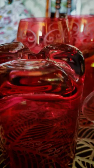 Set Bicchieri Rossi Decorati Nuovi