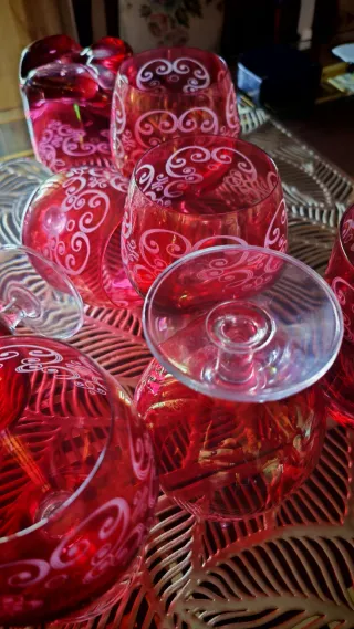 Set Bicchieri Rossi Decorati Nuovi