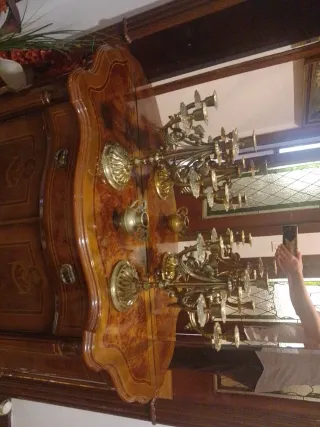 2 Candelabros Vintage Francés Metal Dorado