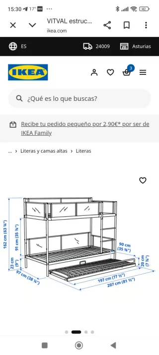 Litera blanca con cama supletoria+somier