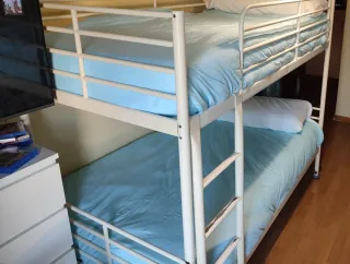 Litera blanca con cama supletoria+somier