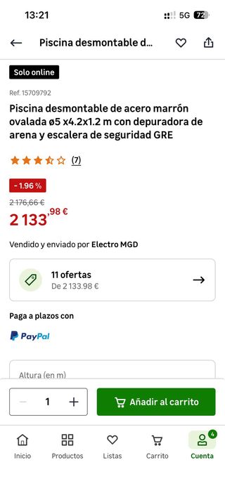 Piscina elevada desmontable