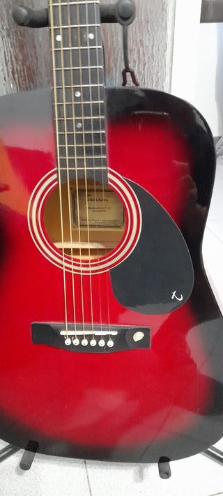 Guitarra Acústica Tenson Dreadnougth D1, roja.
