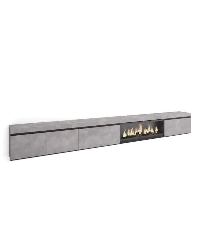 Mueble TV XXL con chimenea eléctrica