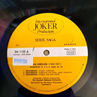 Sibelius - Sinfonia N.3 & N.7 - Gibson LP 12"