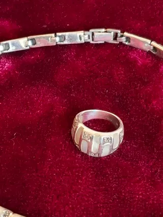 Cunjunto cadena y Anillo Plata925 Nácar.
