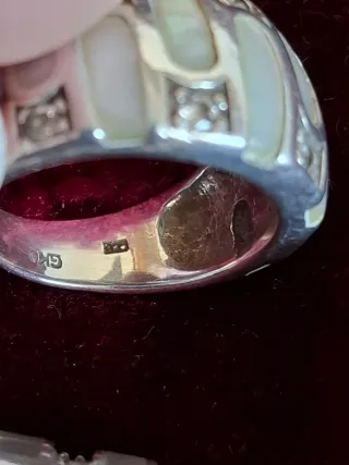 Cunjunto cadena y Anillo Plata925 Nácar.