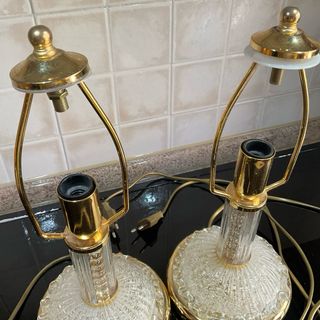 Coppia Lampade da tavolo in vetro e metallo