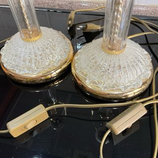 Coppia Lampade da tavolo in vetro e metallo