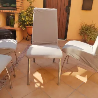 4 Sillas Comedor con Fundas Grises