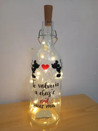 Botella Decorativa Mickey con Luces