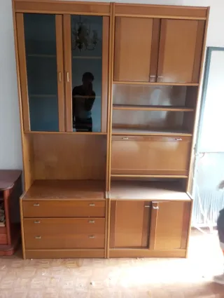 Mueble modular madera y cristal