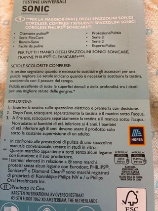 4 Testine Spazzolino Sonic Compatibili