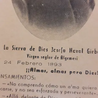 Reliquia antigua 1893 Josefa Naval Girbés Algemesi