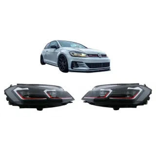 Faros delanteros Red edition Led para VW Golf 7.5