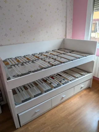 Cama nido blanca con cajones