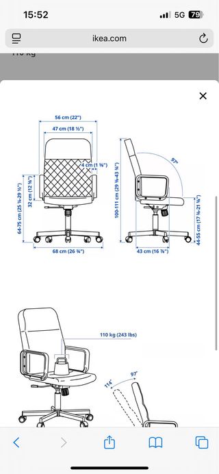 Silla giratoria Ikea negra