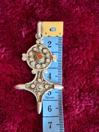 Colgante vintage de Plata Ley 925 con Piedra Roja.