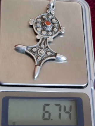 Colgante vintage de Plata Ley 925 con Piedra Roja.