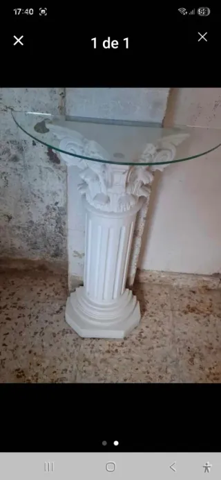 Mesa consola columna romana cristal