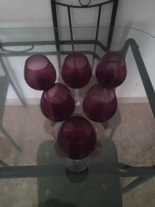 Copas de coñac moradas vintage altas