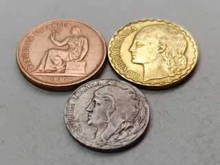 Lote 3 Monedas 1937 República Española MBC
