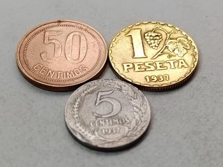 Lote 3 Monedas 1937 República Española MBC