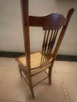 Silla Antigua Madera y Rattan