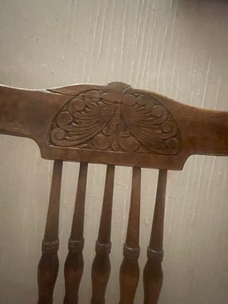 Silla Antigua Madera y Rattan