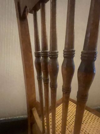 Silla Antigua Madera y Rattan