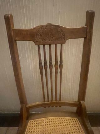 Silla Antigua Madera y Rattan