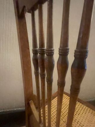 Silla Antigua Madera y Rattan