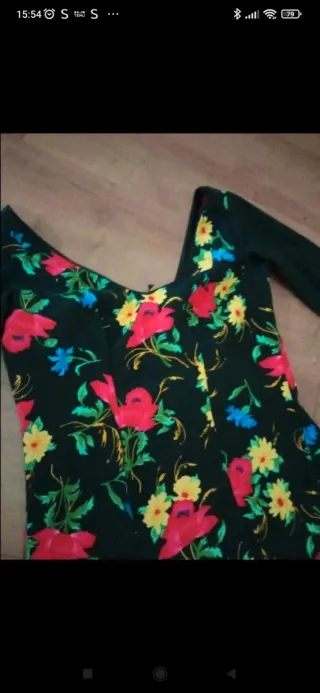 Traje Flamenca Rociero Negro Flores XXL