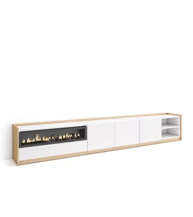 NUEVO: Mueble TV XL con chimenea LED bicolor